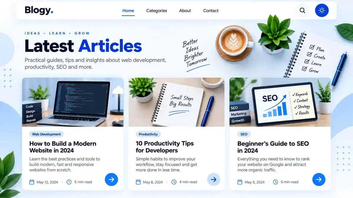 Blog and SEO website project preview